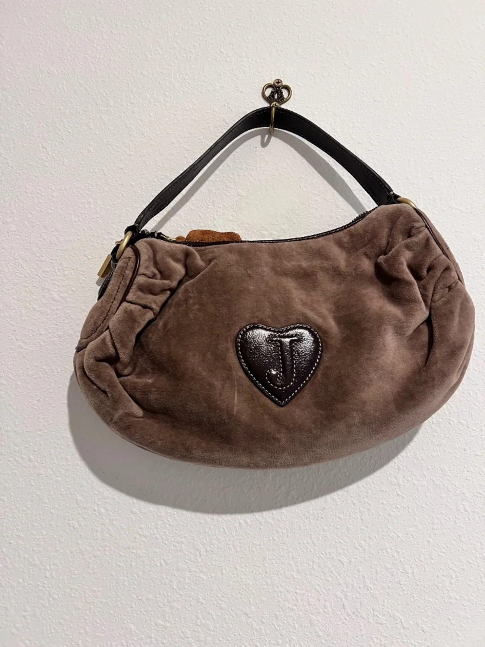 Vintage velvet Juicy Couture bag with flower detail